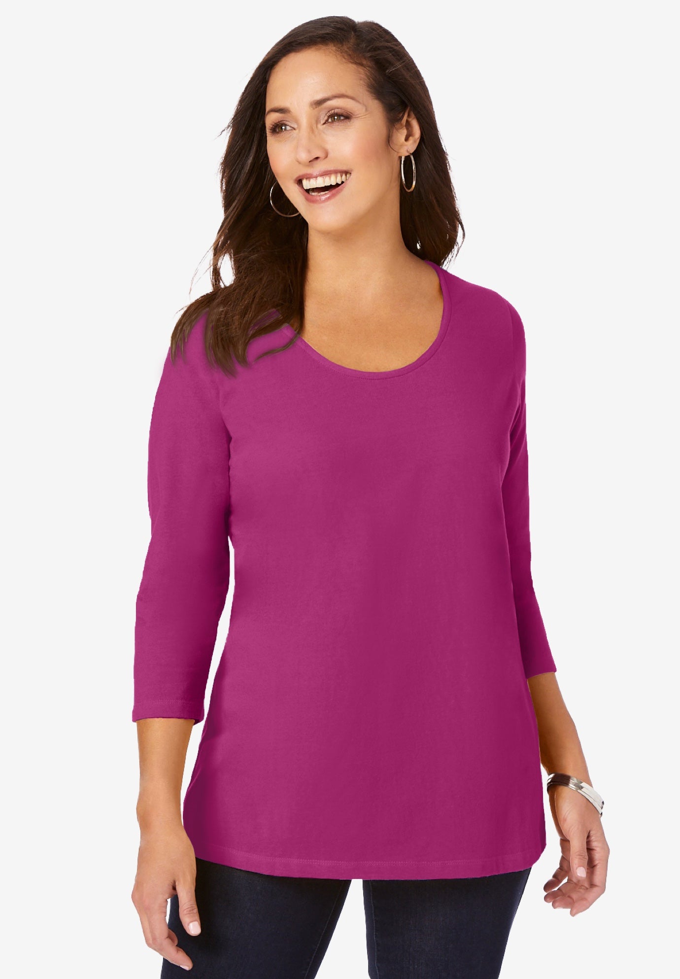 Stretch Cotton Scoop Neck Tee image number 0