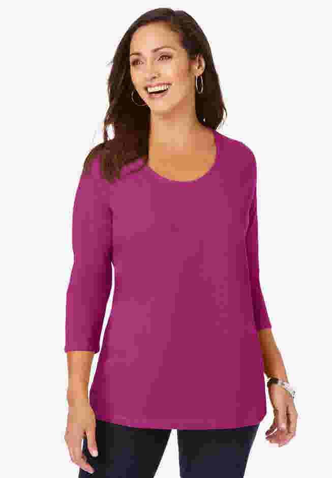 Stretch Cotton Scoop Neck Tee image number 0