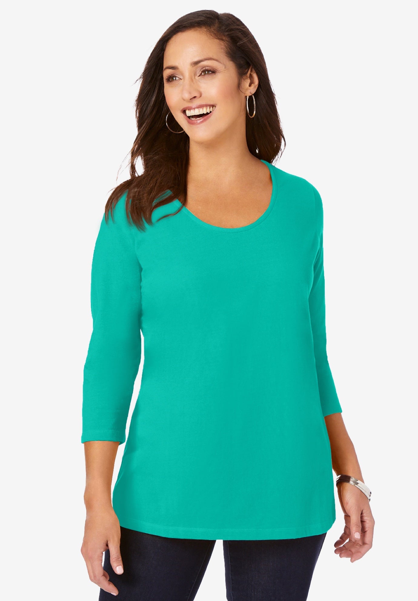 Stretch Cotton Scoop Neck Tee image number 0