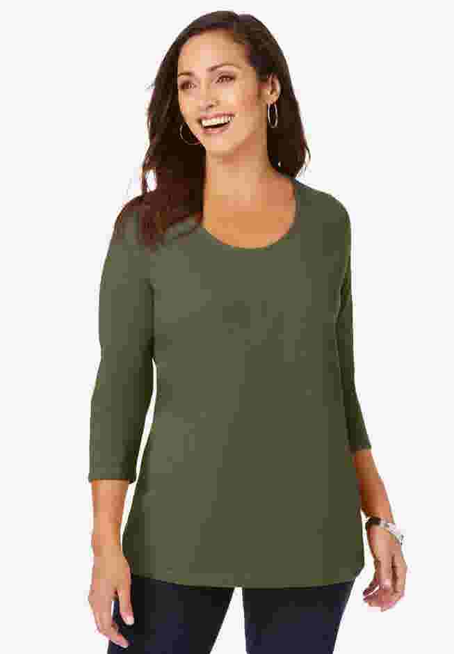 Stretch Cotton Scoop Neck Tee image number 0
