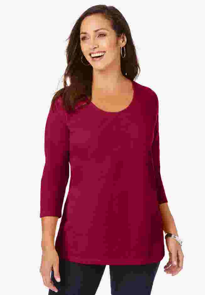 Stretch Cotton Scoop Neck Tee image number 0