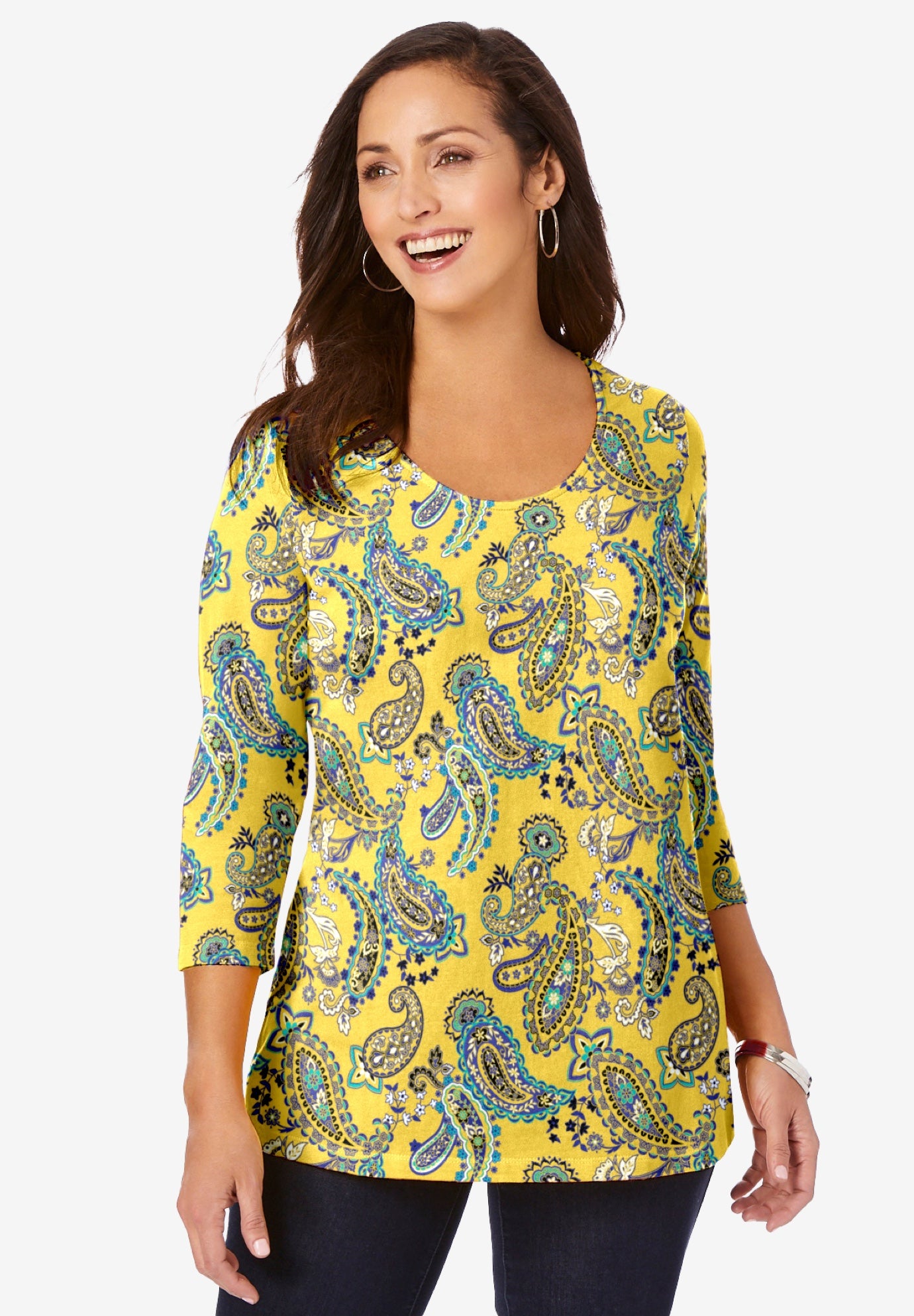 Stretch Cotton Scoop Neck Tee image number 0