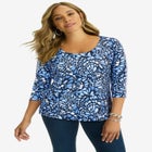 Stretch Cotton Scoop Neck Tee image number null