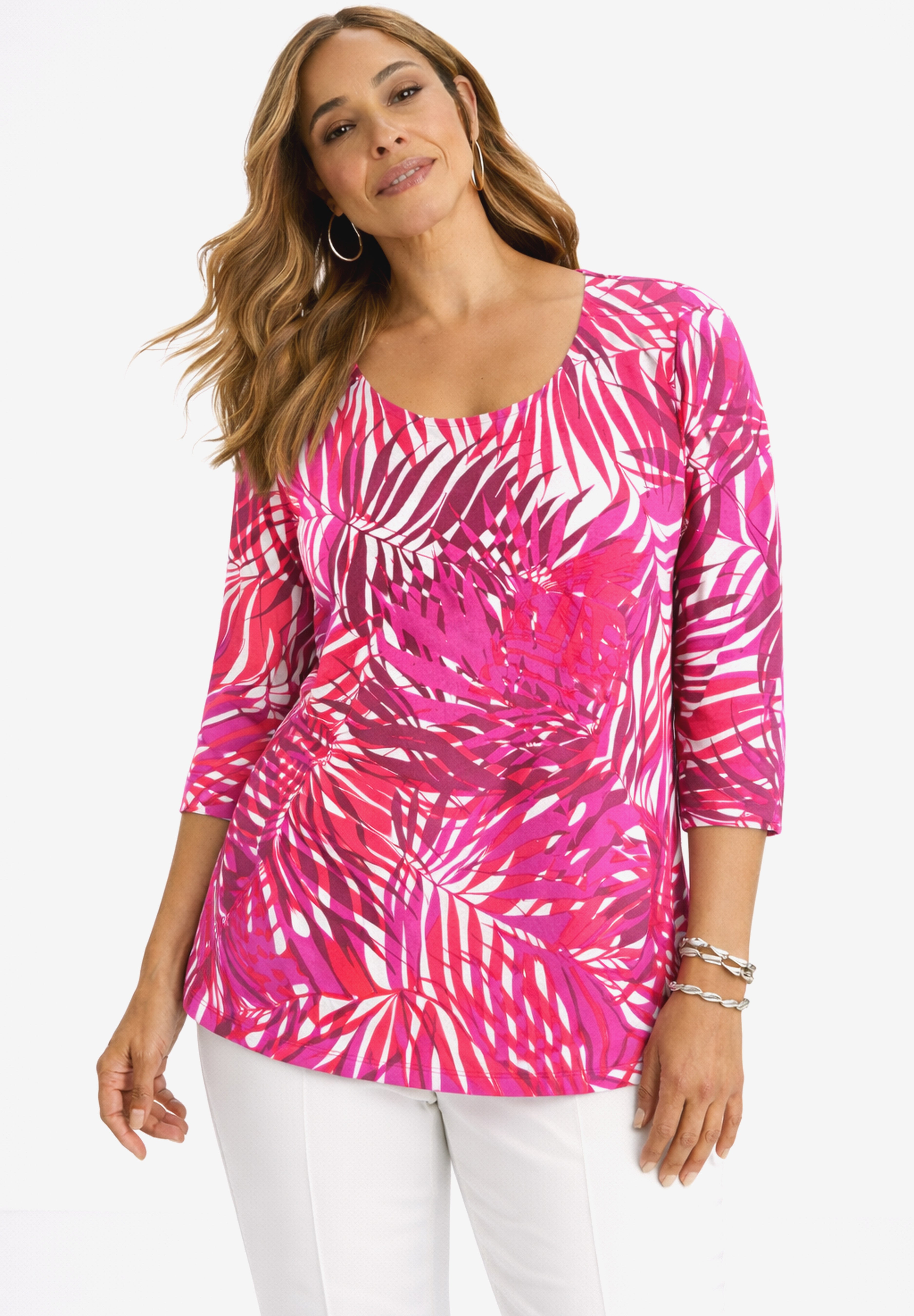 Stretch Cotton Scoop Neck Tee image number 0