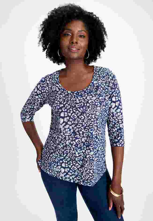 Stretch Cotton Scoop Neck Tee image number 0