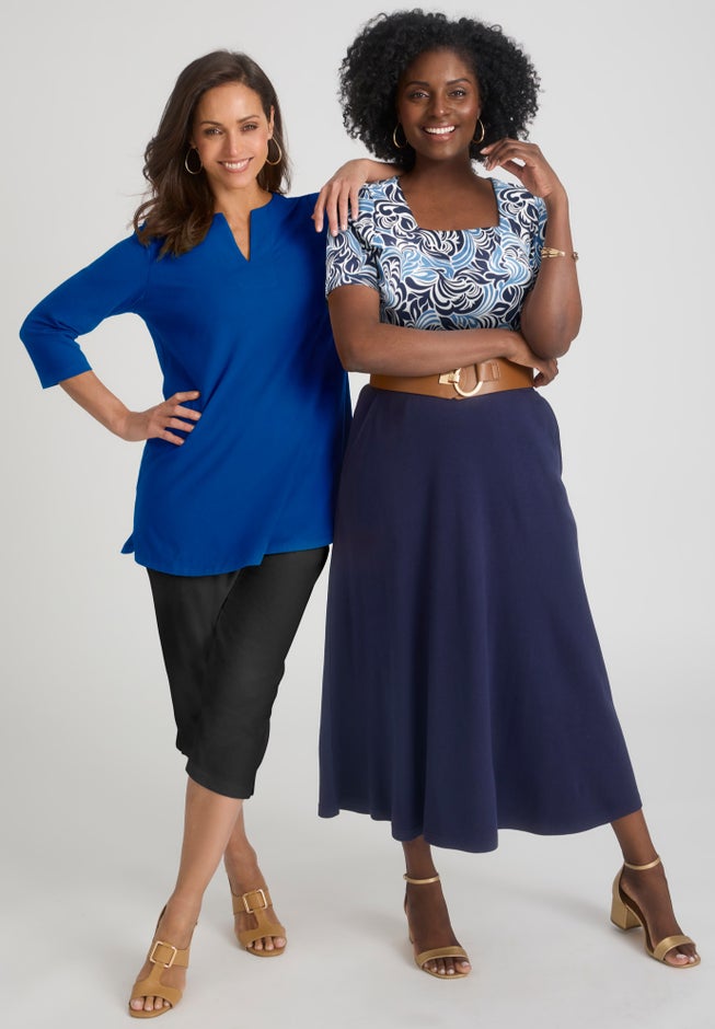 Stretch Cotton Square Neck Tee image number 1