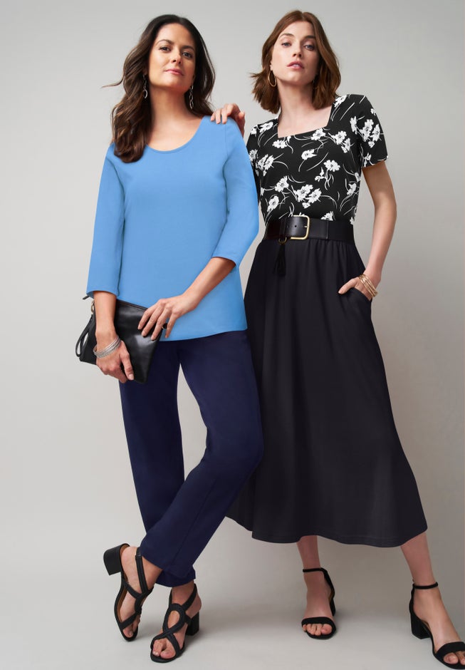 Stretch Cotton Square Neck Tee image number 1