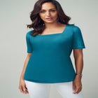 Stretch Cotton Square Neck Tee image number null