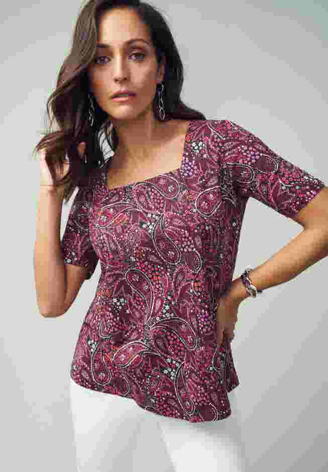 Stretch Cotton Square Neck Tee image number 3