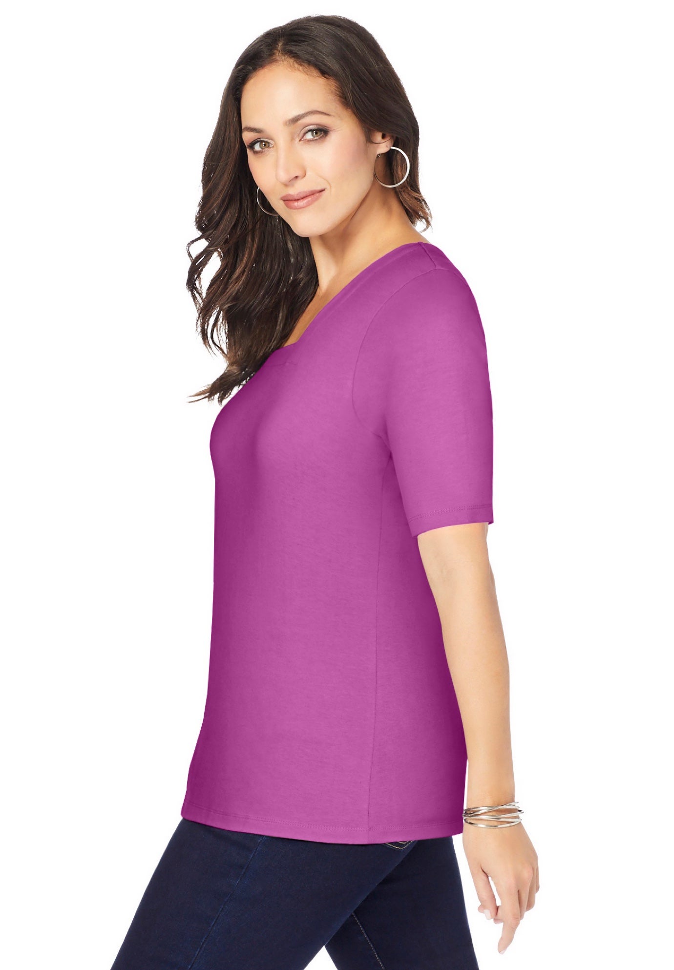 Stretch Cotton Square Neck Tee image number 1