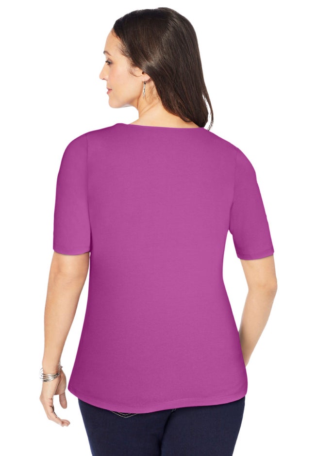 Stretch Cotton Square Neck Tee image number 2