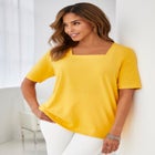 Stretch Cotton Square Neck Tee image number null