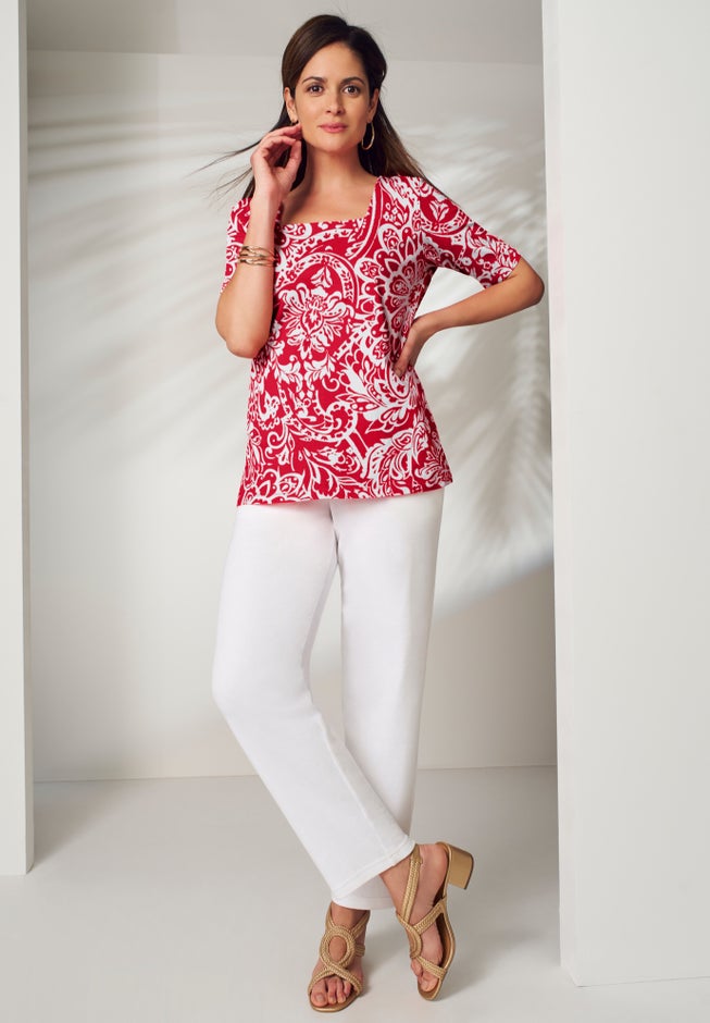 Stretch Cotton Square Neck Tee image number 3