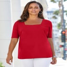 Stretch Cotton Square Neck Tee image number null