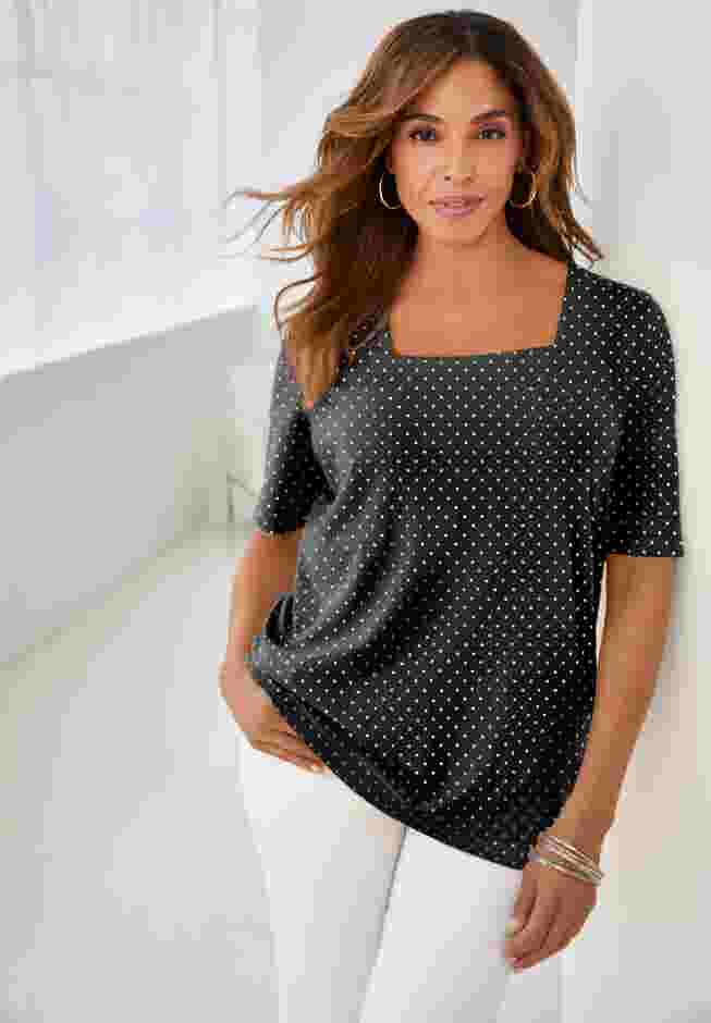 Stretch Cotton Square Neck Tee image number 6
