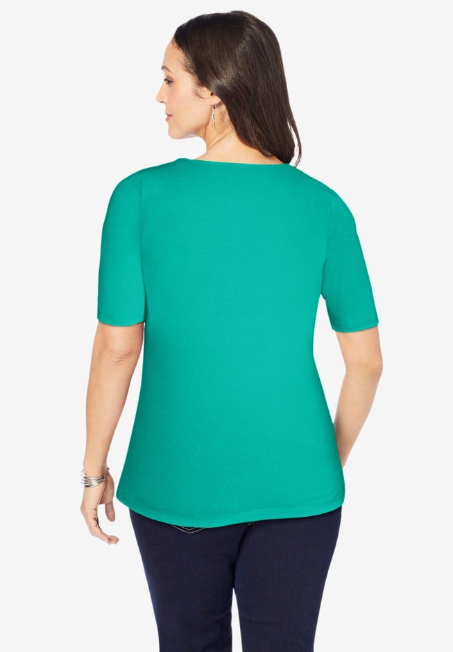 Stretch Cotton Square Neck Tee image number 2