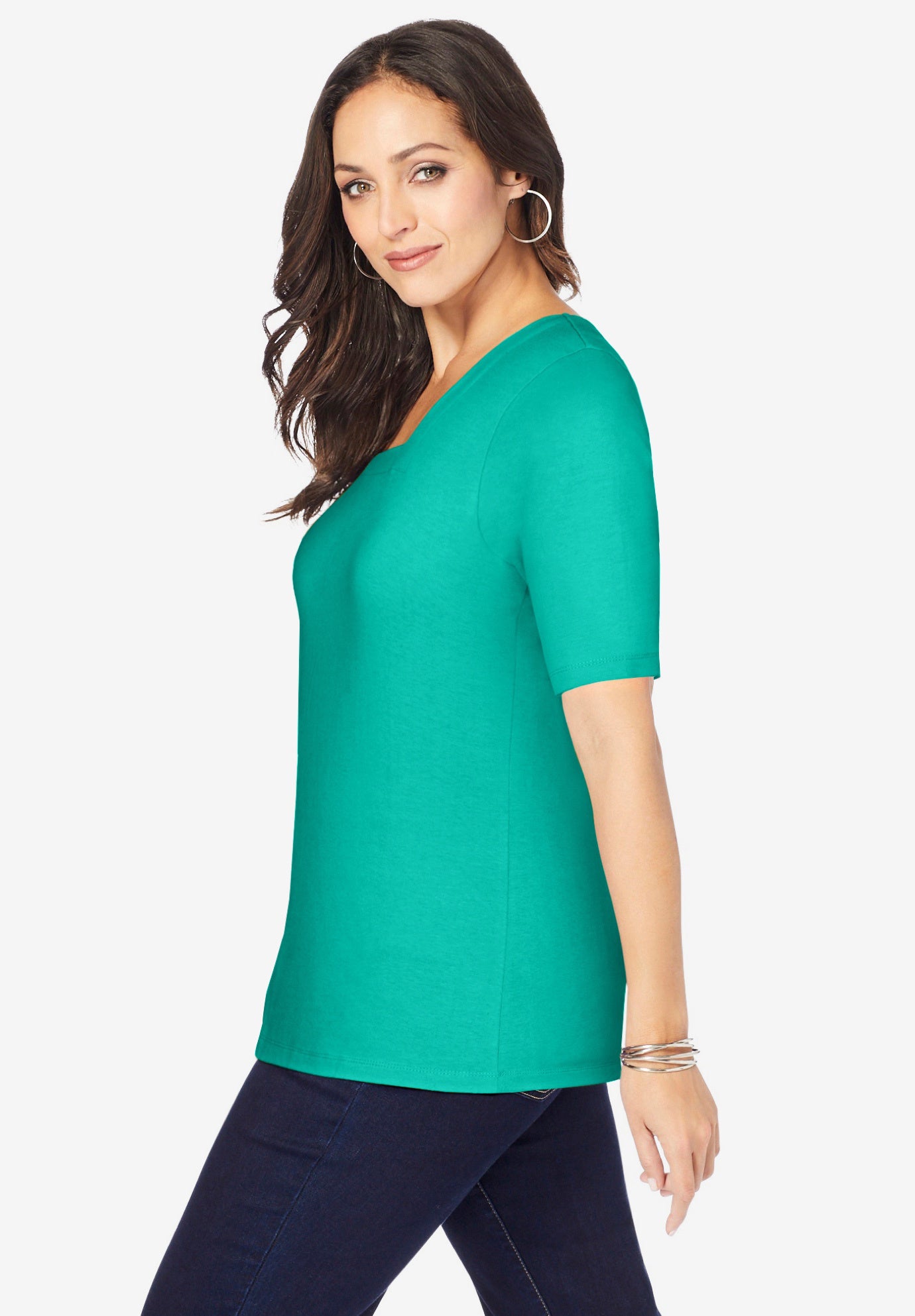 Stretch Cotton Square Neck Tee image number 1