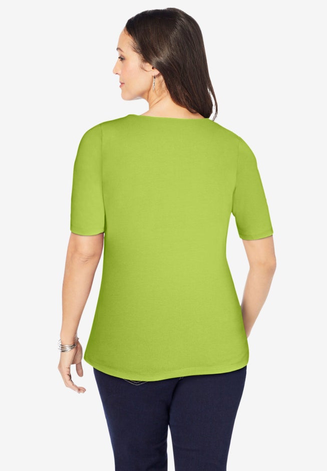 Stretch Cotton Square Neck Tee image number 2