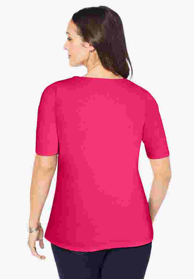 Stretch Cotton Square Neck Tee image number 1