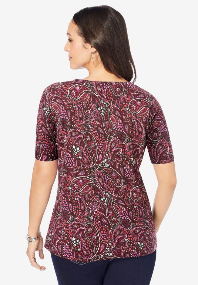 Stretch Cotton Square Neck Tee image number 2