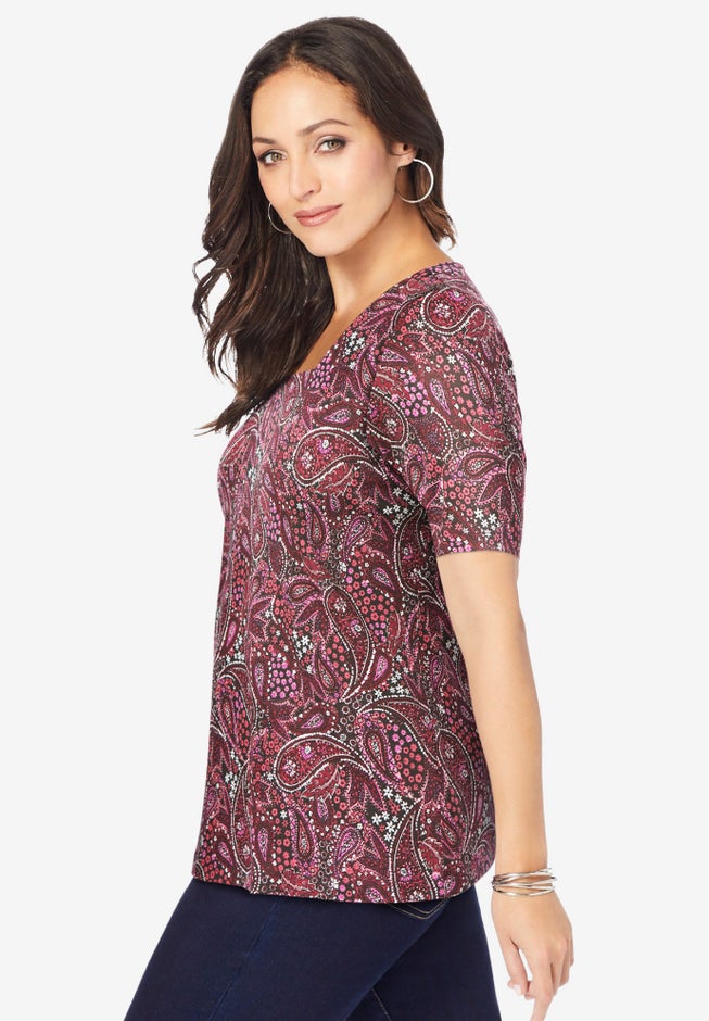 Stretch Cotton Square Neck Tee image number 1