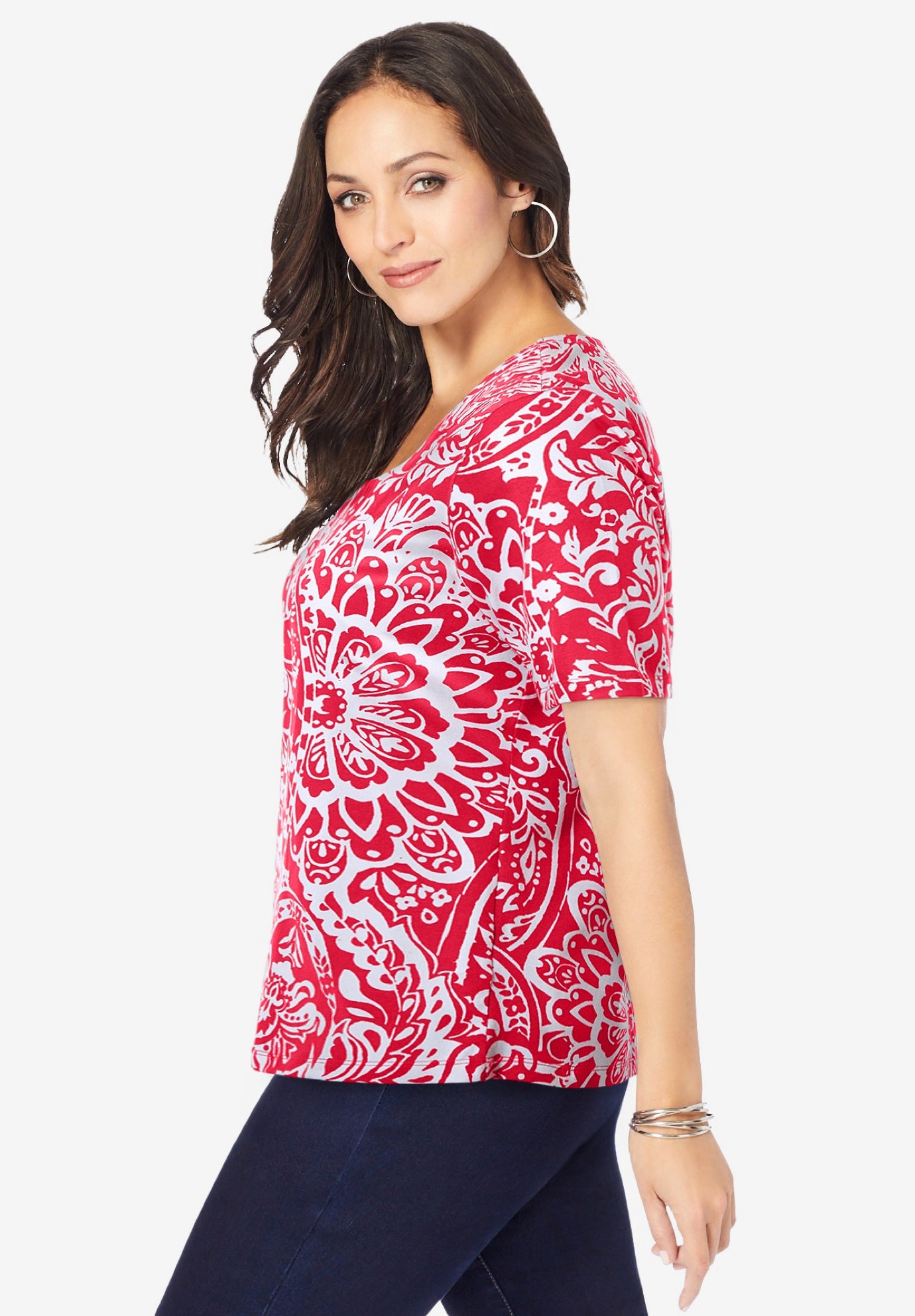 Stretch Cotton Square Neck Tee image number 1