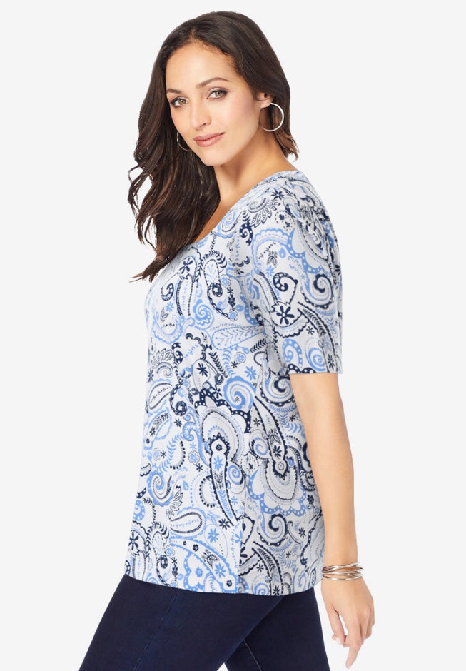 Stretch Cotton Square Neck Tee image number 1