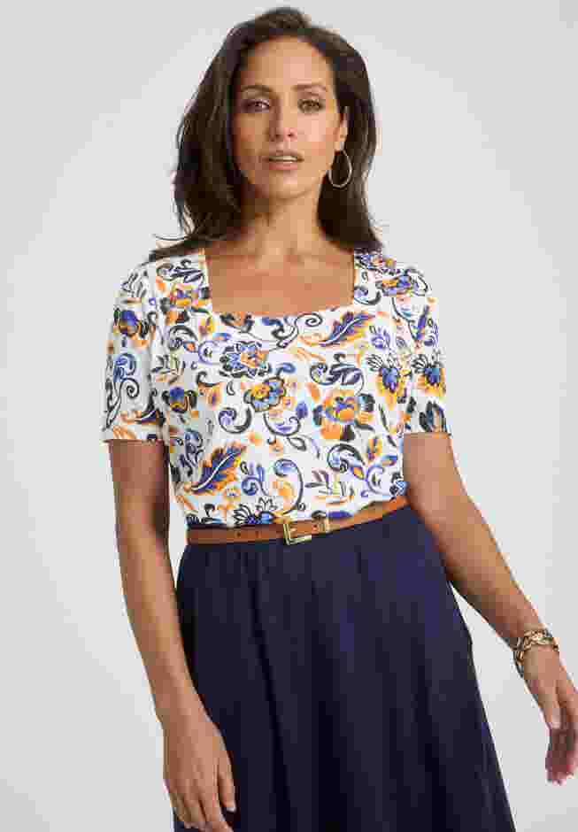 Stretch Cotton Square Neck Tee image number 0