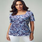 Stretch Cotton Square Neck Tee image number null