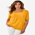 Stretch Cotton Square Neck Tee image number null