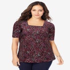 Stretch Cotton Square Neck Tee image number null