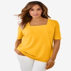 Stretch Cotton Square Neck Tee image number null