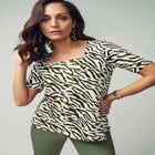 Stretch Cotton Square Neck Tee image number null