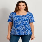 Stretch Cotton Square Neck Tee image number null