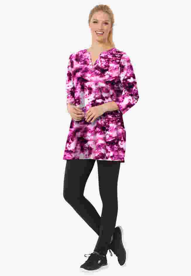 Three-Quarter Sleeve Notch-Neck Tunic image number 5