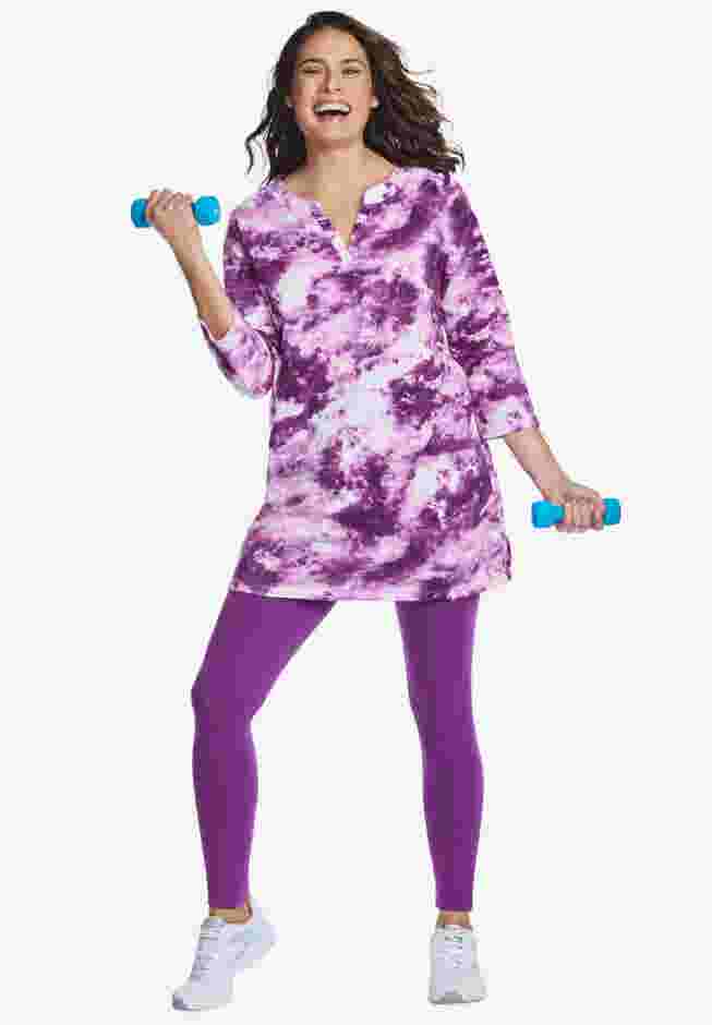 Three-Quarter Sleeve Notch-Neck Tunic image number 6