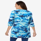 Three-Quarter Sleeve Notch-Neck Tunic image number null