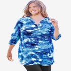 Three-Quarter Sleeve Notch-Neck Tunic image number null