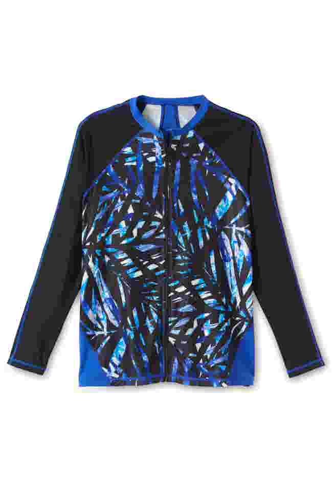 Chlorine Resistant Long-Sleeve Colorblock Swim Tee image number 3
