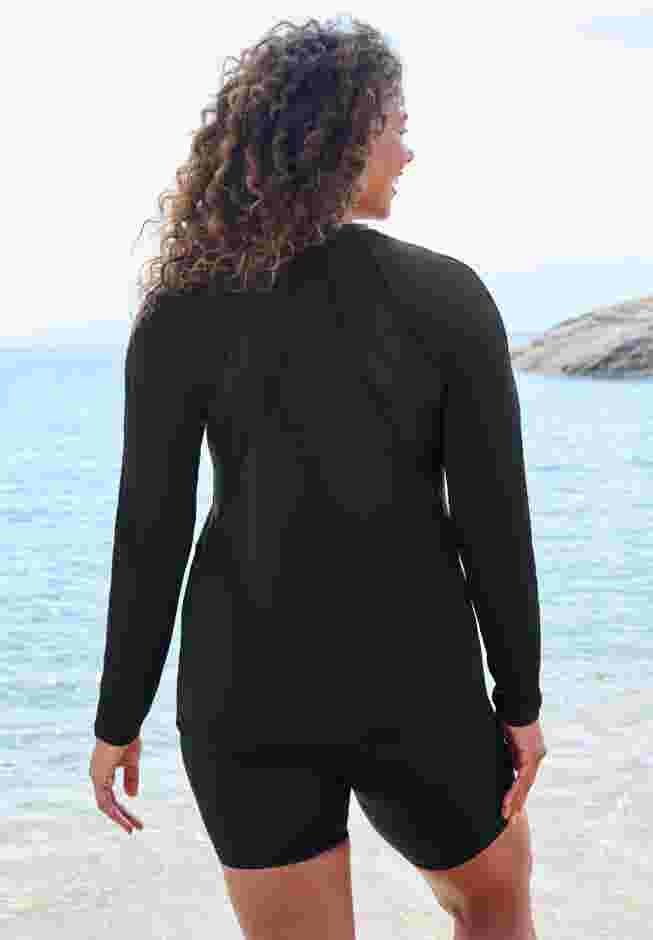 Chlorine Resistant Long-Sleeve Colorblock Swim Tee image number 1