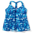 Longer-Length Ruched V-Neck Braided Racerback Tankini Top image number null