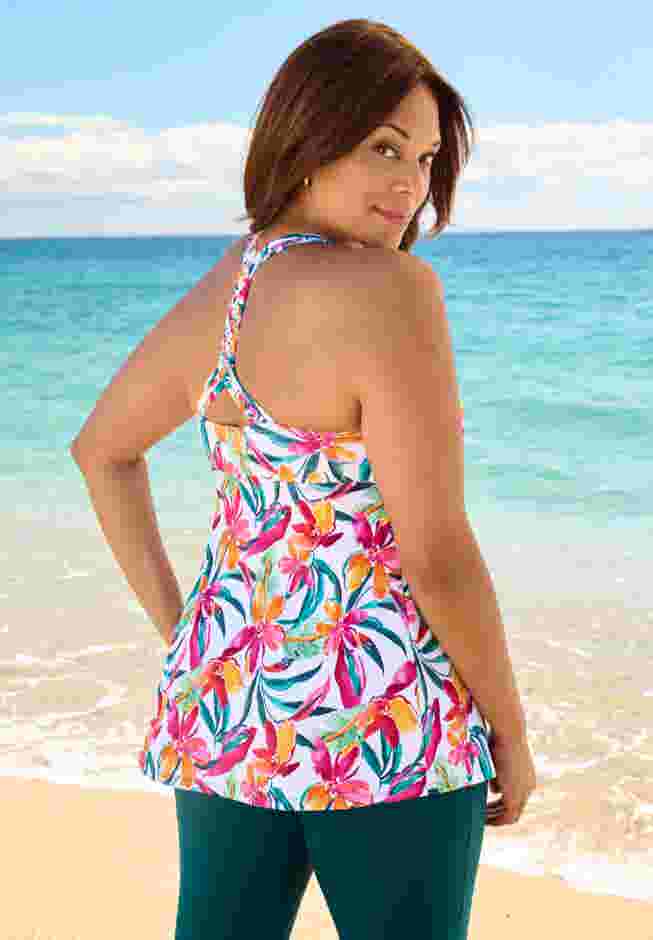 Longer Length Braided Tankini Top image number 1