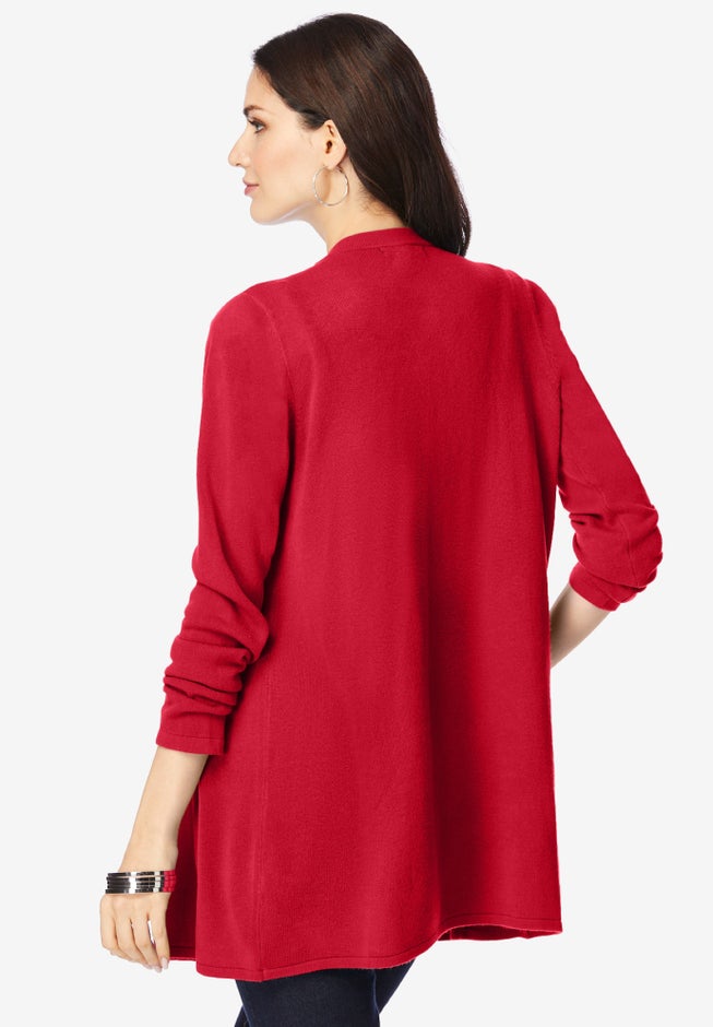 Plus Size Lightweight Handkerchief Hem Cardigan Sweater image number 1