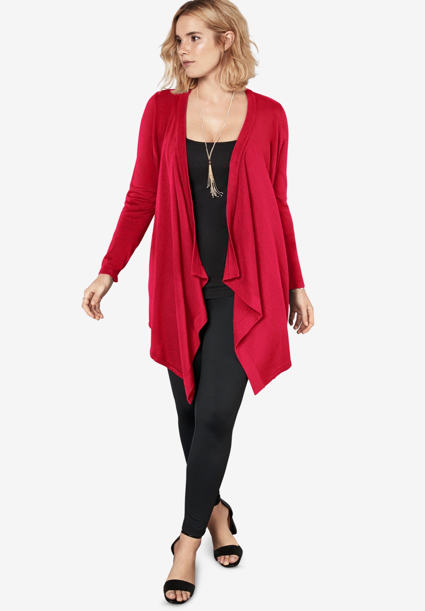 Plus Size Lightweight Handkerchief Hem Cardigan Sweater image number 0