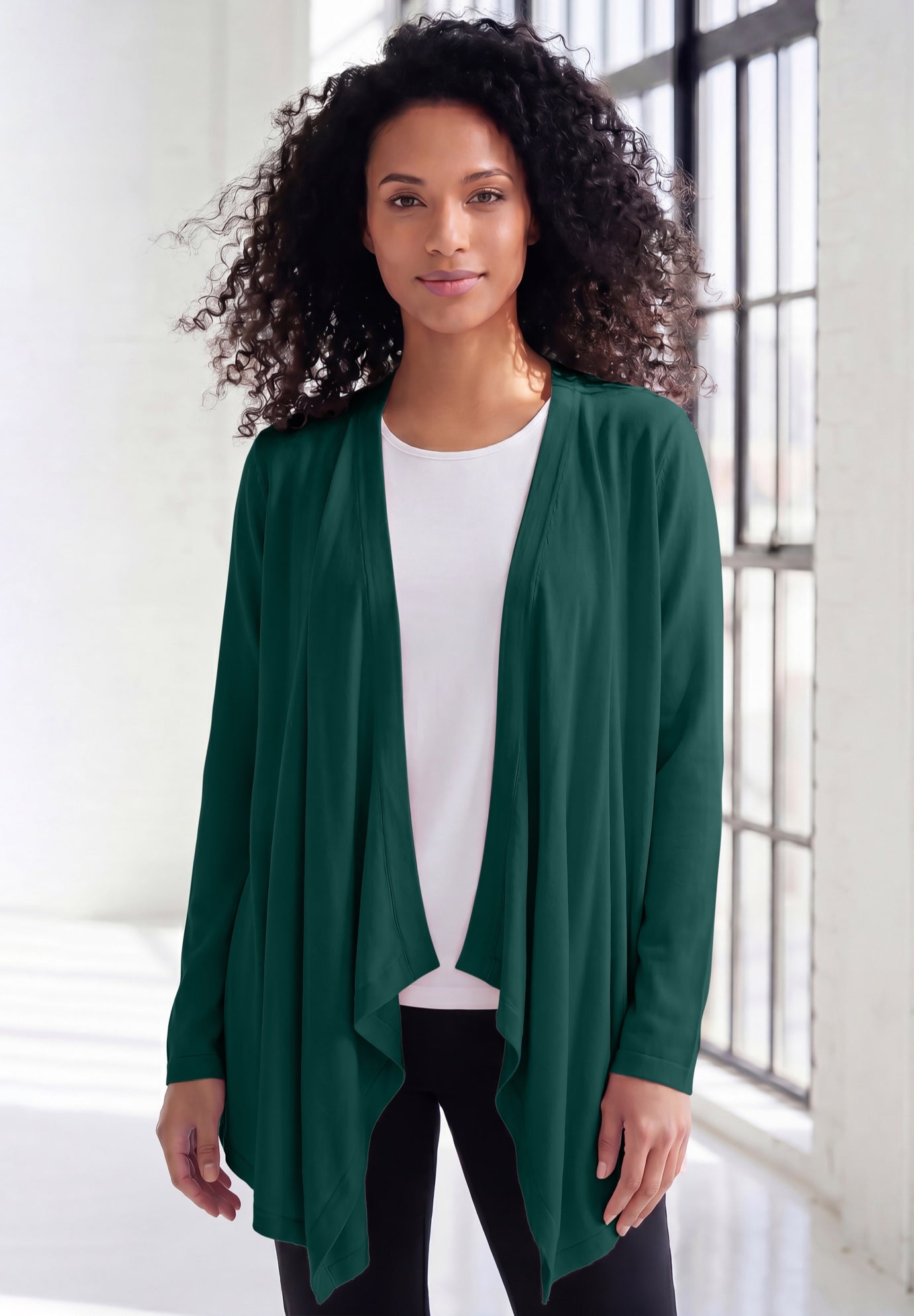 Plus Size Lightweight Handkerchief Hem Cardigan Sweater image number 0