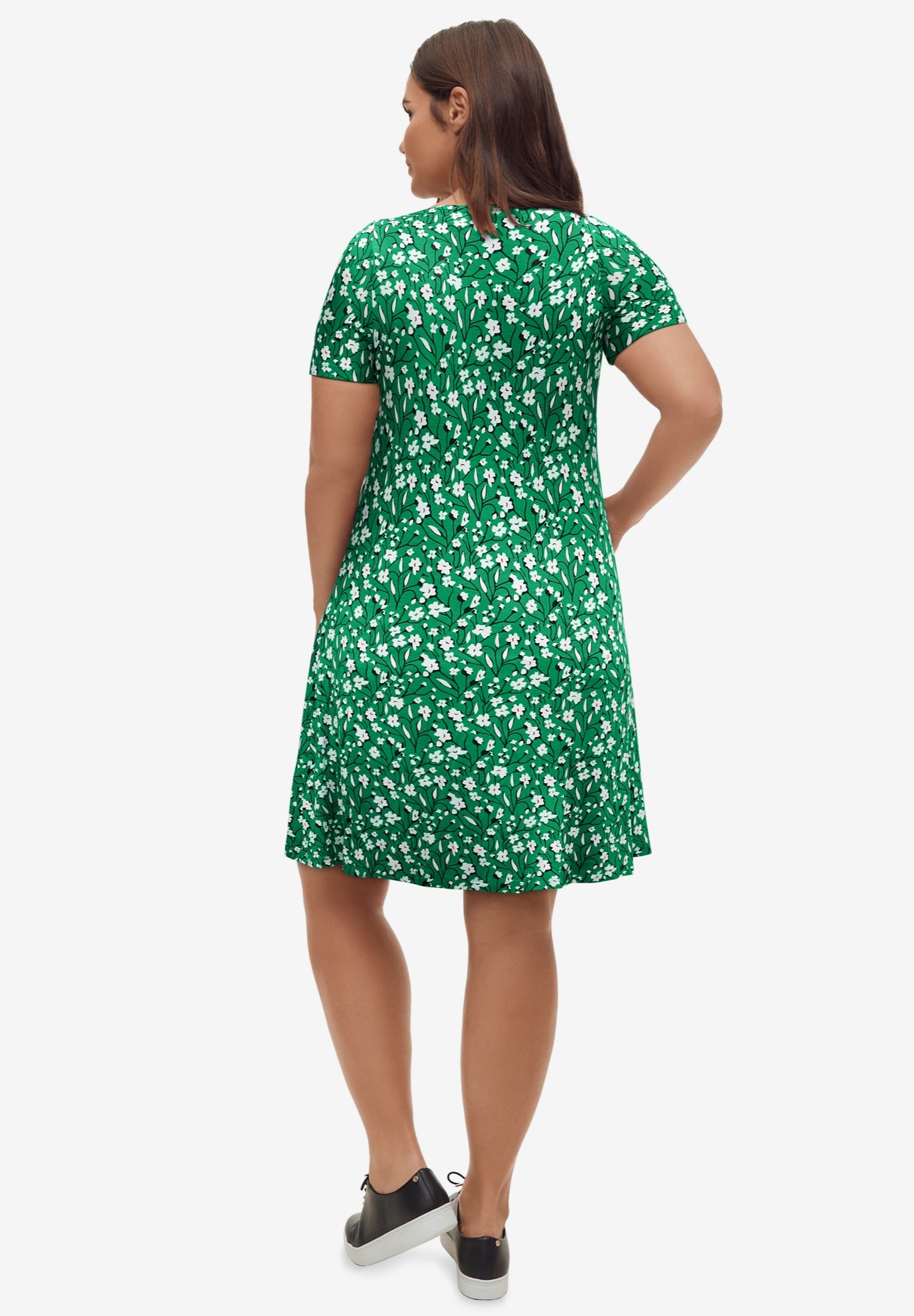 Short Sleeve A-Line Knit Dress image number 1