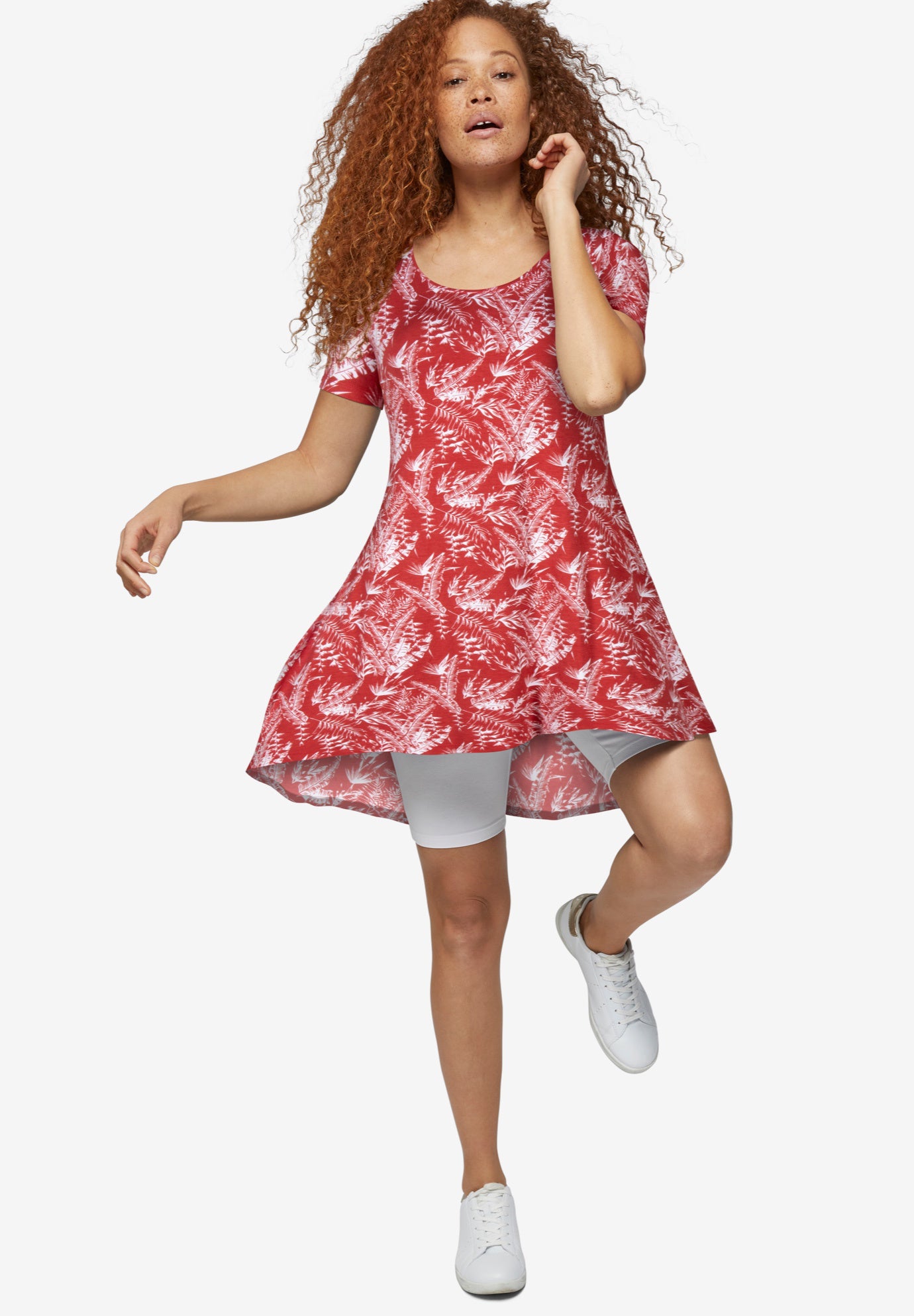 Short Sleeve A-Line Knit Dress image number 0