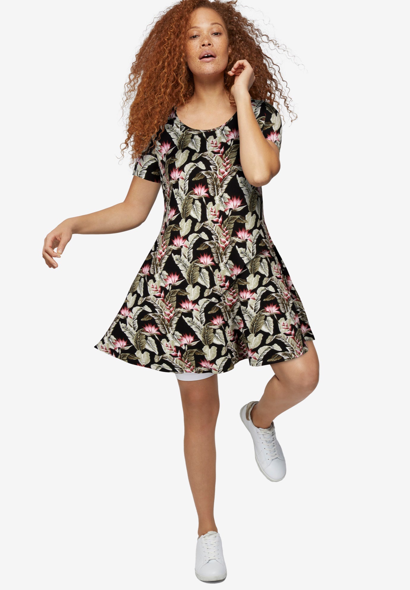 Short Sleeve A-Line Knit Dress image number 0