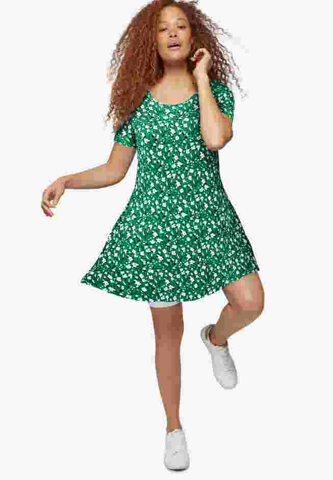 Short Sleeve A-Line Knit Dress image number 0