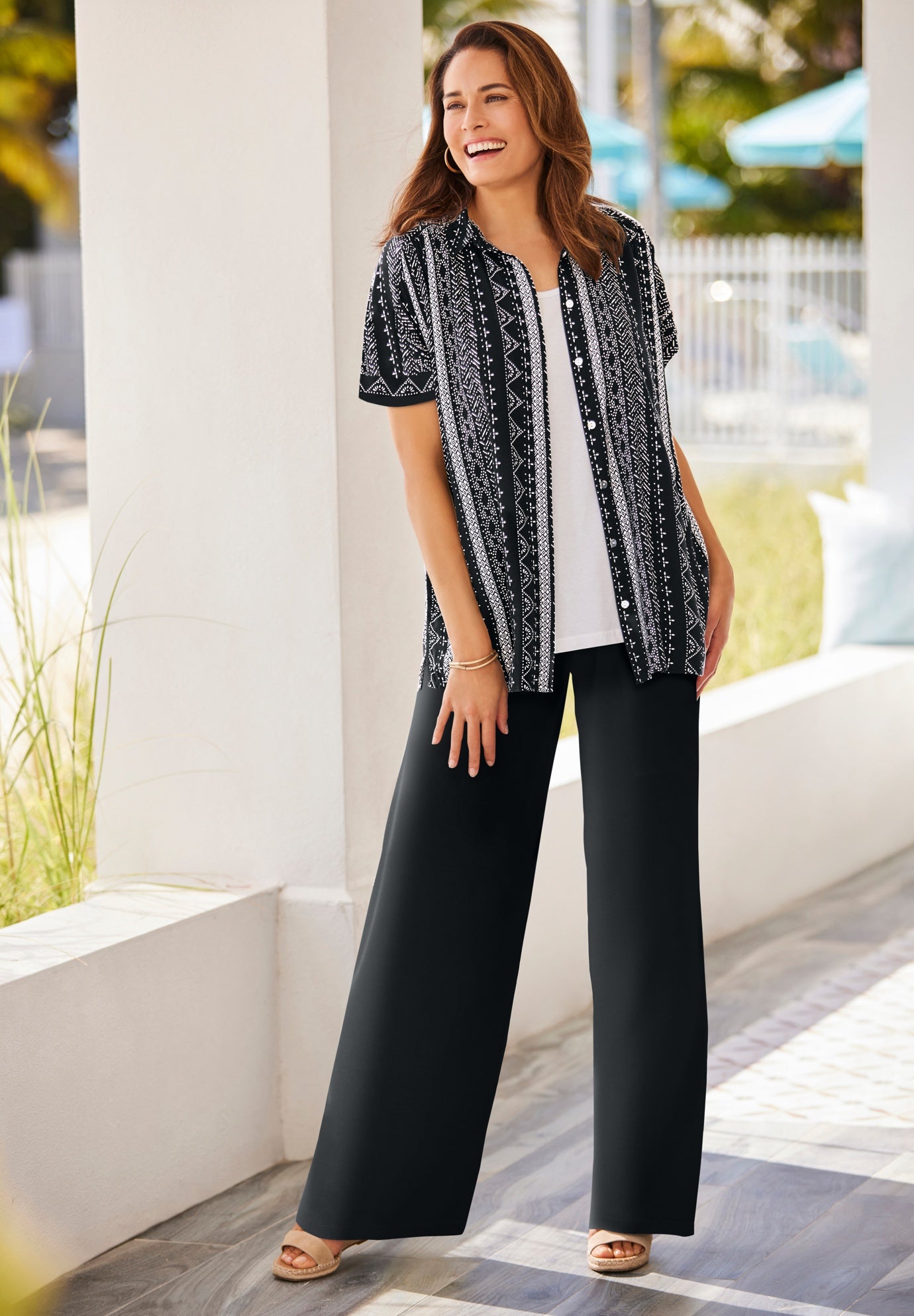 Pull-On Elastic Waist Soft Pants image number 1